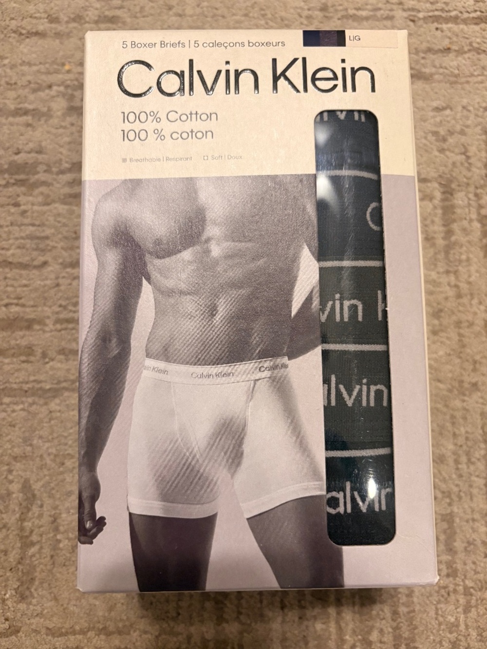 🛍 Calvin Klein Men’s L 5 Pack Boxer Briefs NEW Cotton Classic Black Blue Gray